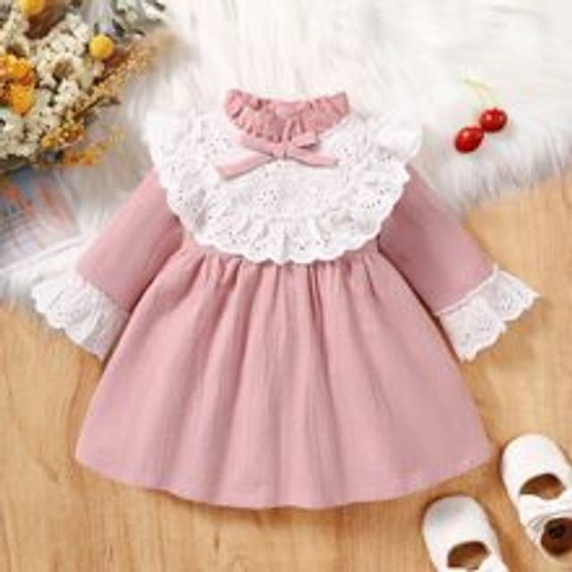SHEIN Baby Girl Eyelet Embroidery Ruffle Trim Flounce Sleeve Dress
