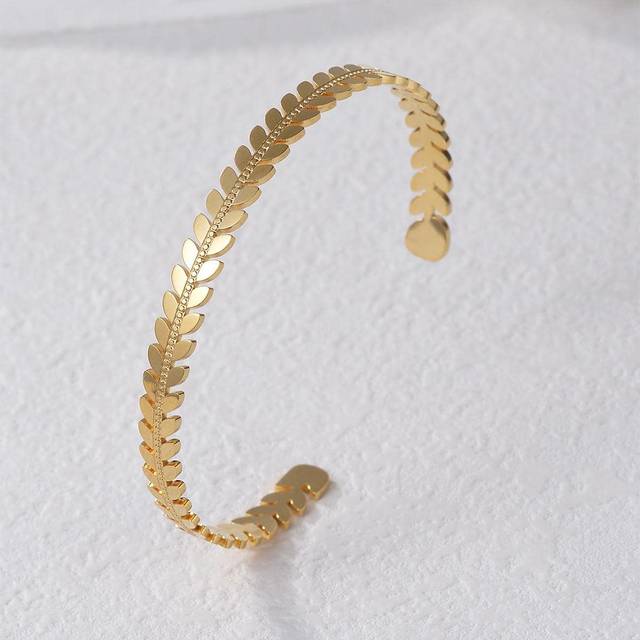 1 st mode rostfritt stål öra av vete design manschett armring för kvinnor för semester - Guld