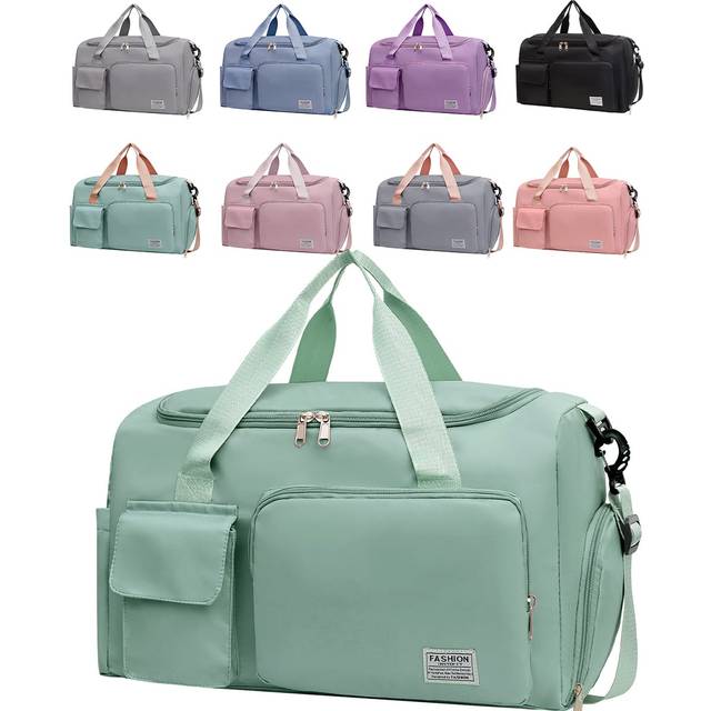 SHEIN Large Zipper Duffel Bag, Foldable Travel Storage Bag Carry-On Bag, Simple Weekender Overnight Bag School School Supplies Festival Vacation Dorm Essent