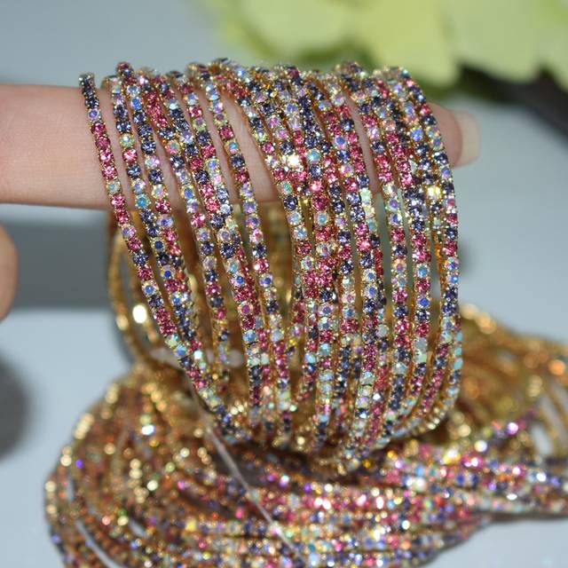 Delikat minikristallarmband, elastiskt strassarmband i flera färger, lämpligt för män och kvinnor - Beige (En-Storlek)