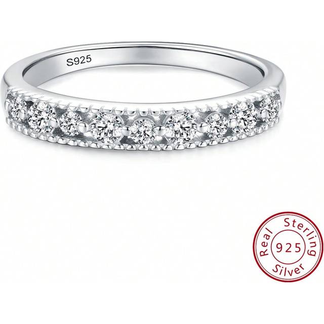 SHEIN 1pc Glamorous Cubic Zirconia Decor Silver Ring For Women For Engagement Wedding Jewelry Bridal Jewelry