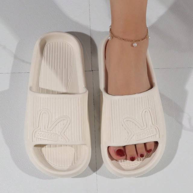 SHEIN Women Single Band Letter Graphic Slides, EVA Fashion Slides