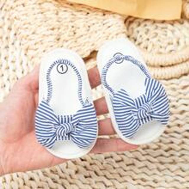 Baby flickor randigt mönster kul knut Söta Slingback sandaler för sommaren - Blått och Vitt (EUR19,EUR20,EUR21)