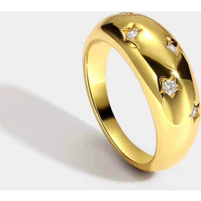 Charm-In 1pc Cubic Zirconia Star Decor Ring Copper Jewelry