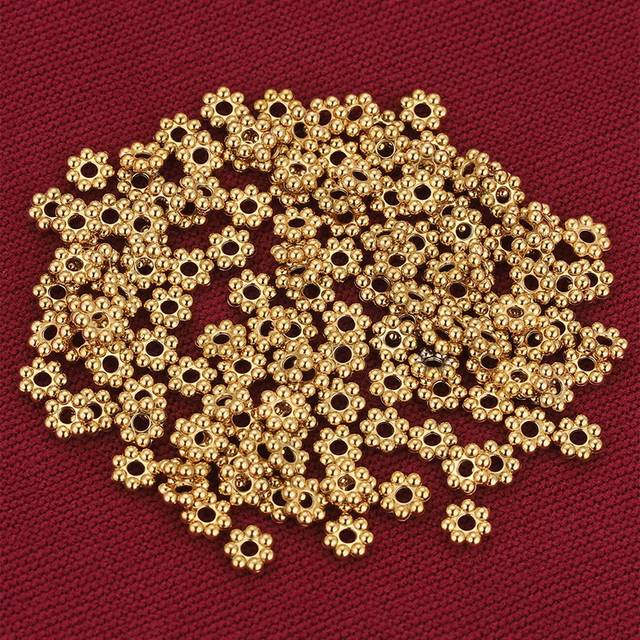 SHEIN 50 Pcs Stainless Steel Daisy Wheel Designs With Loose Bead Spacers For DIY Accessories With Bead Spacers