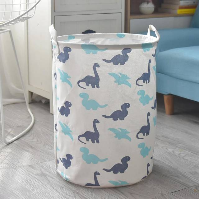 SHEIN 1pc Fabric Laundry Basket, Cute Cartoon Dinosaur Print Double Handle Laundry Hamper For Home Laundry Hamper, Washing Basket Bathroom Organizer, Basket