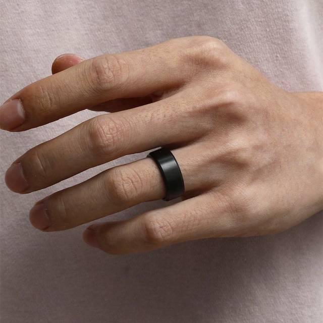 1 st mode rostfritt stål minimalistisk ring för män för daglig dekoration - Svart (7,5,9,11,13,6,8,10,12,14)