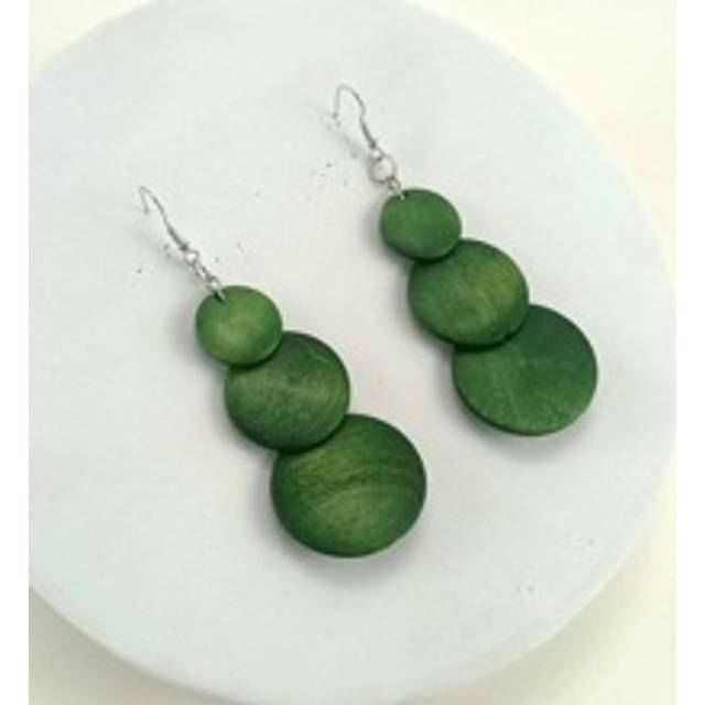 SHEIN 1pair Fashionable Wooden Round Drop Earrings For Women For Daily Decoration