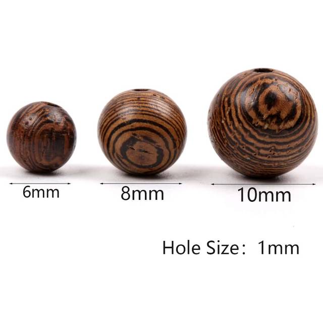 SHEIN DIY 6/8/10mm Natural Brown Wood Beads Round Spacer Wooden Faux Pearl Lead-Free Balls Charms For Jewelry Making Handmade Accessories