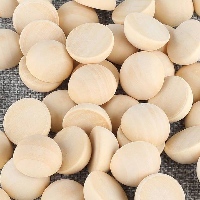 SHEIN 100pcs Half Round Unfinished Split Natural Wooden Beads For Diy Jewelry Making (0.6inch/0.8inch) Craft Making Supplies