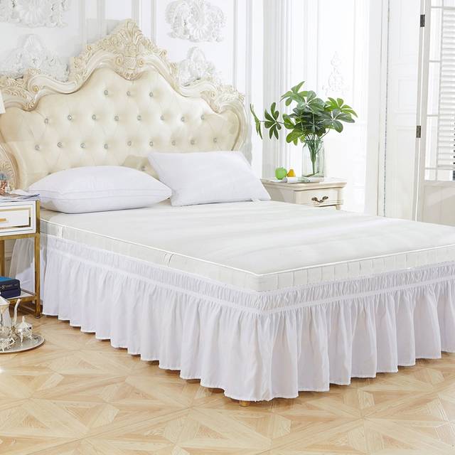 SHEIN 1pc Solid Color Elastic Bed Skirt, Extra Large, Soft Bed Cover, Ruffled Lace Elastic Bed Skirt, Comfortable Bed Skirt