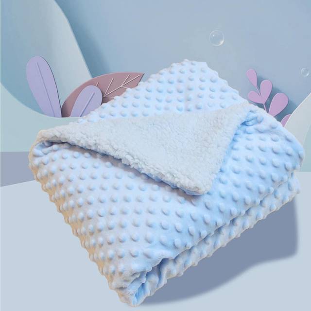 1 st babyblå lindningsfilt, dubbellagers mjuk och varm fleece med prickig design, lämplig för vår och sommar Love Valentine (M,En-Storlek)