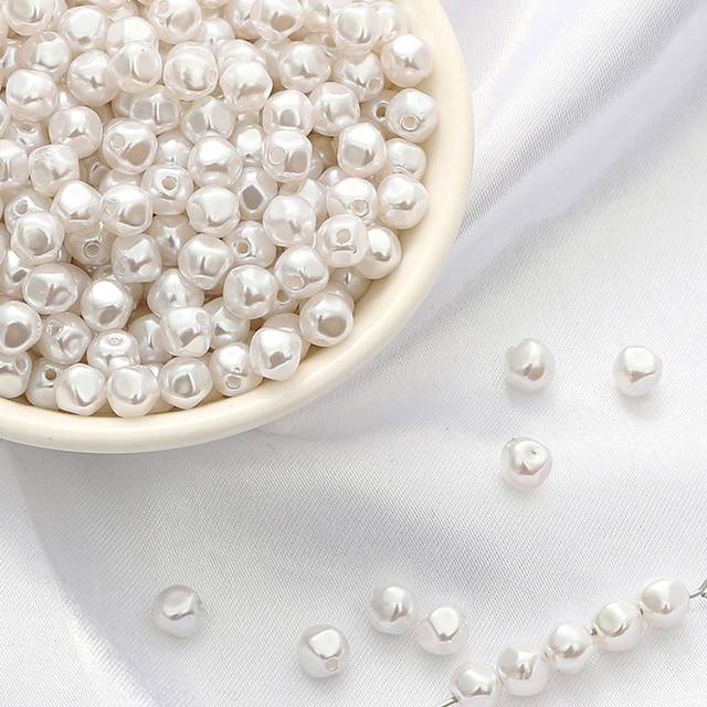 beadia 40pcs Small Abs Asymmetrical Faux Pearl Spacer Beads For Diy Jewelry Making, Earrings, Bracelets, Necklaces Decoration Accessories