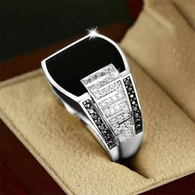 1 st. Legering Herr Mode Ring - Silver (7,9,11,13,6,8,10,12)