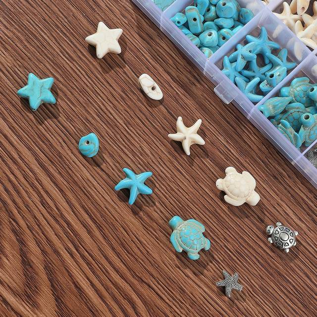 SHEIN 98pcs/set Creative Starfish & Turtle Decor DIY Jewelry Accessory For Women For DIY Jewelry Making