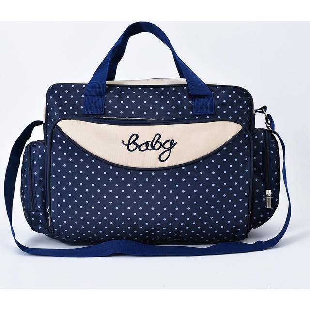 SHEIN Baby Fashionable Polka Dot Large Capacity Multi Compartment Shoulder Diaper Bag For Outing