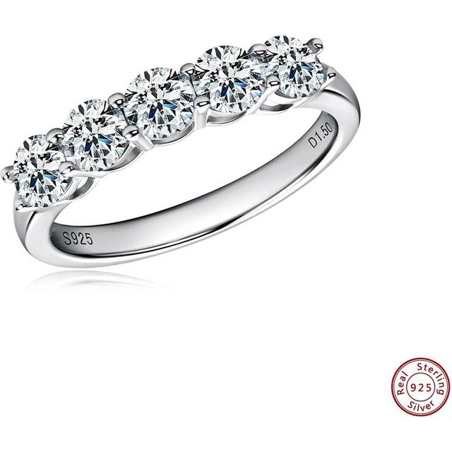 XUJIA 1pc 4mm Round Moissanite 925 Sterling Silver Solitaire Ring For Women, Simple & Fashionable Jewelry Gift With GRA Certificate