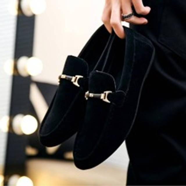 Herr Metalldekor Svart Enkel Loafers , Rund Tå Platta Skor För Utomhus (CN38,CN39,CN40,CN41,CN42,CN43,CN44,CN45,CN46,CN47,CN48)