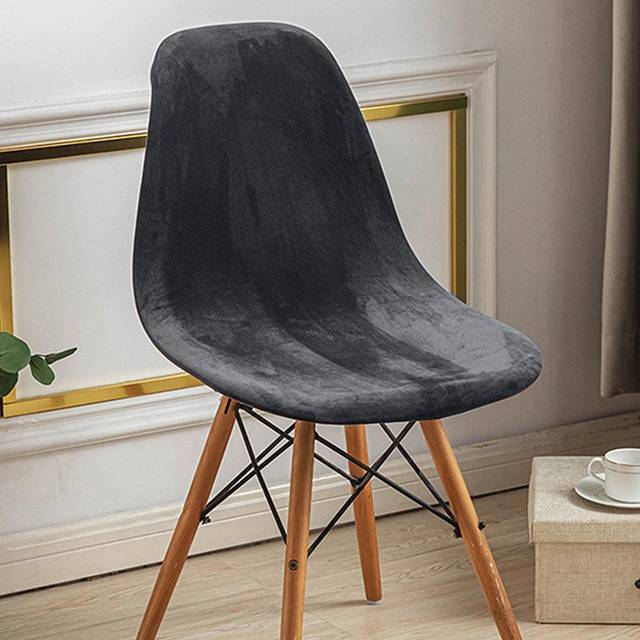 SHEIN 1pc Solid Color Stretchy Dining Chair Slipcover, Daily Polyester Dustproof Dining Chair Cover For Living Room, Bedroom, Dining Room, Home Office