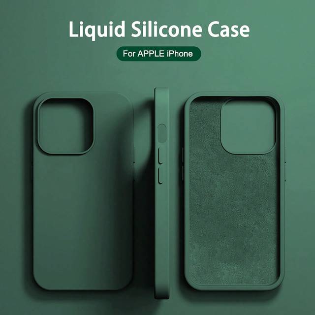 Grön 1PC Lyxigt Flytande Silikon Stötsäkert Fodral Kompatibel Med Apple IPhone 16 14 13 12 11 15 Pro Max Skal Kompatibel Med Iphone 12 13 Mini 14 15 1 - Armé Grön (Multi-size)