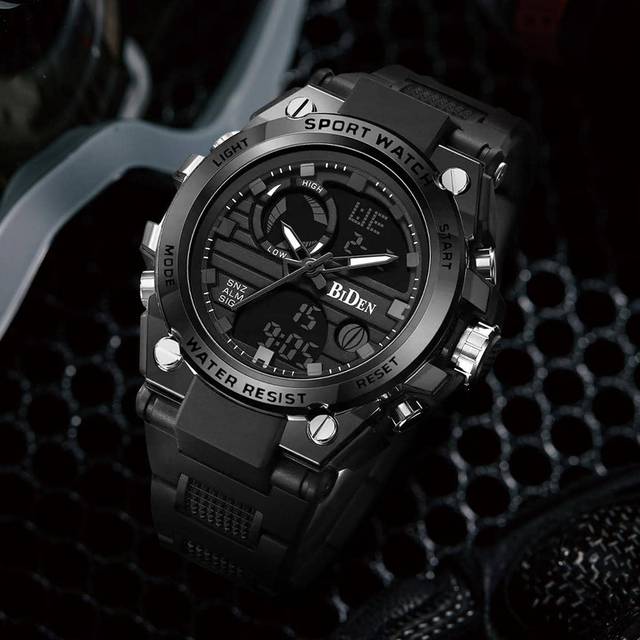 BIDEN Fashion Student Multifunctional Sports Watch, Running Seconds, Timing, Time Reporting, Backlight, Waterproof, Men&#39;s Outdoor Watch