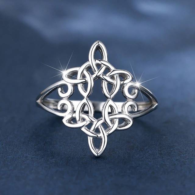 SHEIN 1pc S925 Sterling Silver Unique Simple Hollow Celtic Knot Ring, Fashionable Jewelry For Women&#39;s Date And Engagement