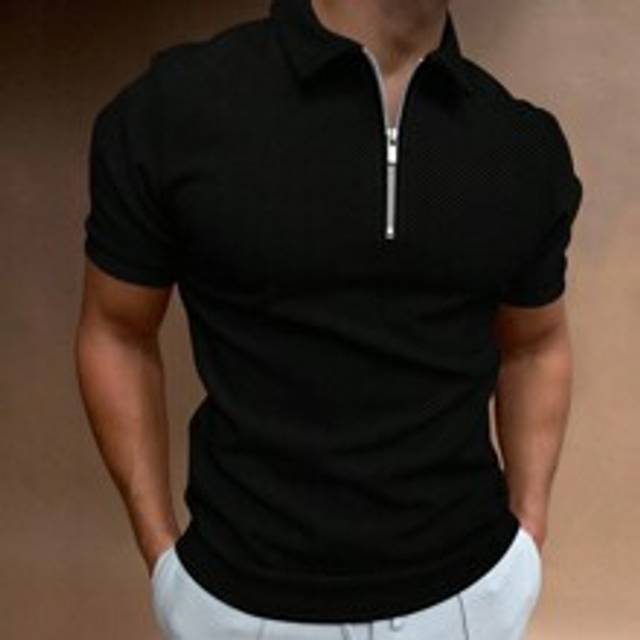 Manfinity Men Quarter Zipper Polo Shirt