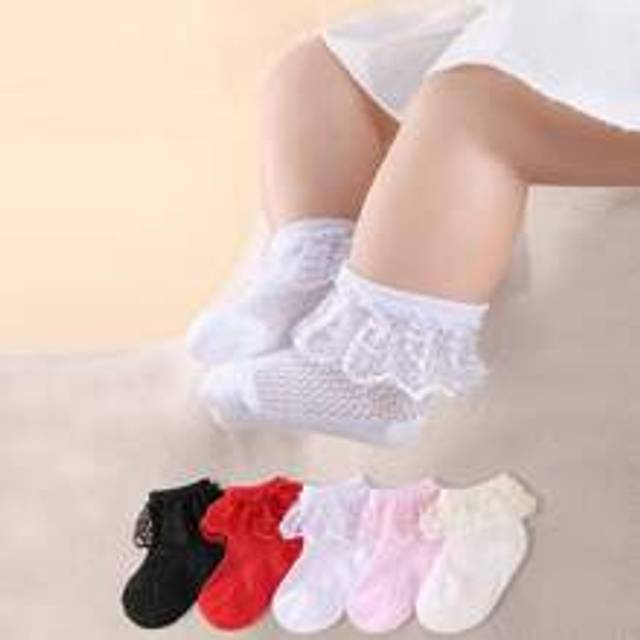 SHEIN 5pairs Baby Girls Casual Ruffle Frilly Socks For Daily Life
