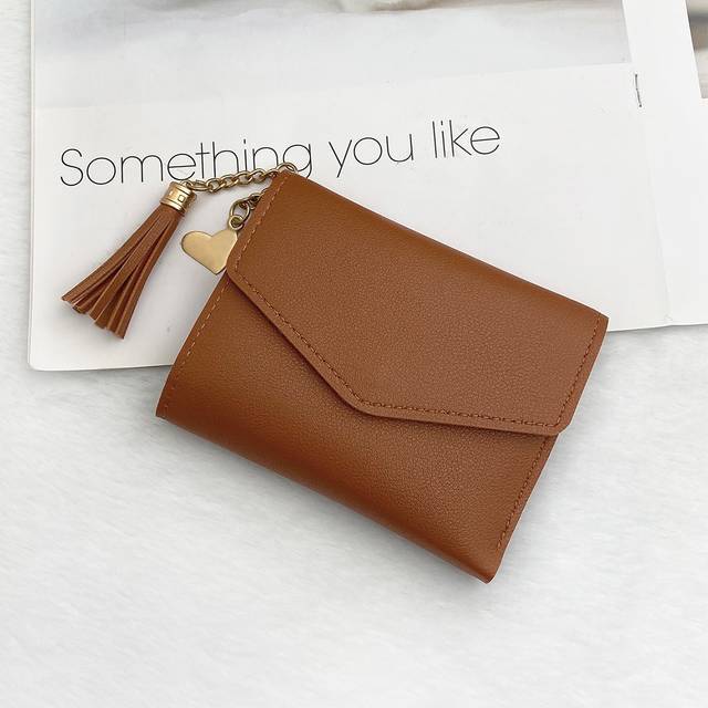 SHEIN Tassel Decor Credit Card Small ID Window Slim Women Wallet Mini Thin Lightweight Multi Layer Hasp Cash Portable Minimalist Fashion Modern Business Ann