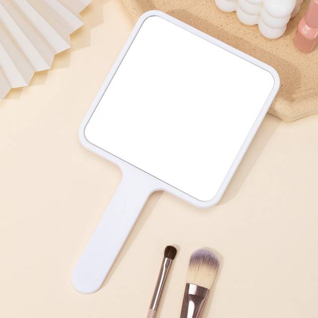 Stor Handspegel , 1 st. Fyrkant Salong Frisör Frisör Handhållen Sminkspegel Med Handtag , Bärbara resor Spegel För kvinnor Mamma Hustru Syster Teen fl - Vitt