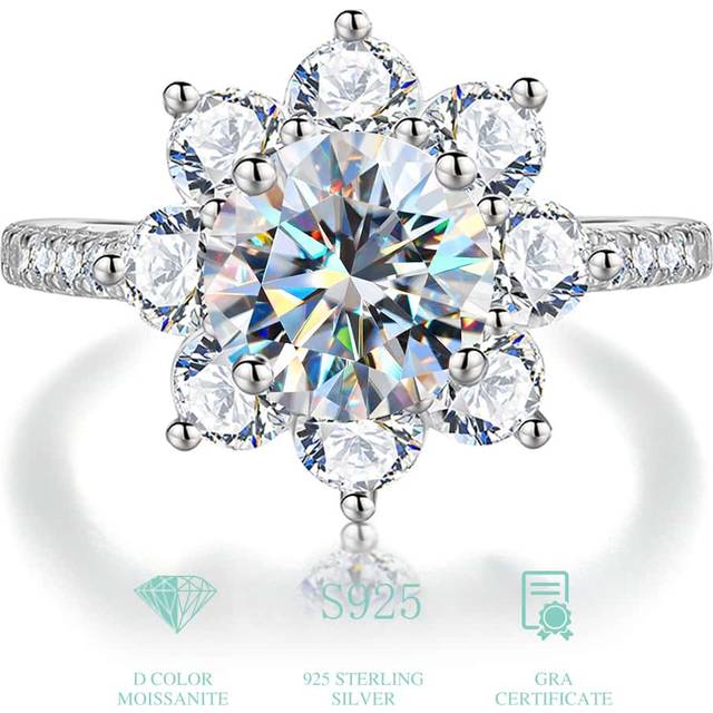 Esberry A Moissanite Rhinestone Engagement Wedding Band Eternity  Ring Promise Ring Anniversary Ring S925 Sterling Silver Rings Luxury Jewelry Gifts For Women