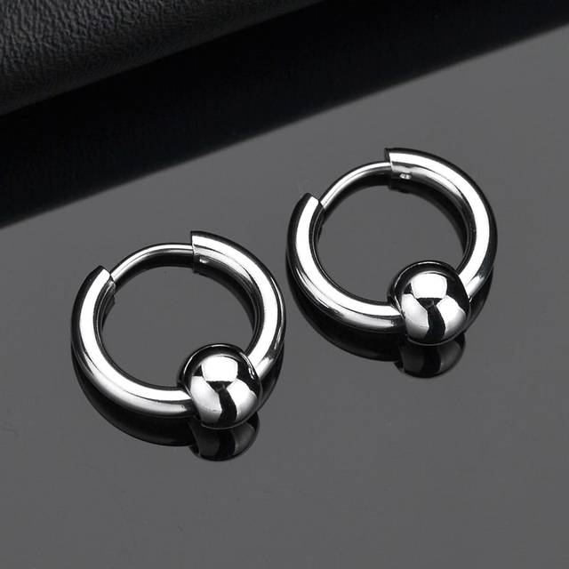 SHEIN Fashionable and Popular Men Minimalist Hoop Earrings Stainless Steel for Jewelry Gift and for a Stylish Look