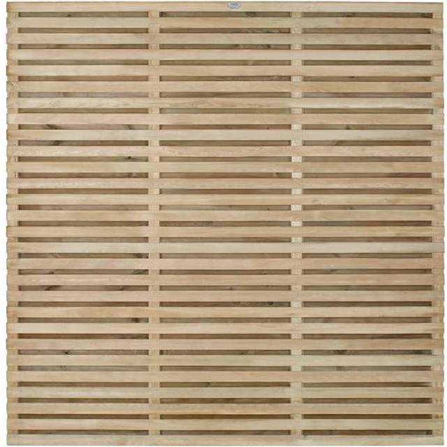 Contemporary Double Slatted Fence Panel 1.8m x 1.8m - Pack of 5 - Treated Timber - Forest Garden