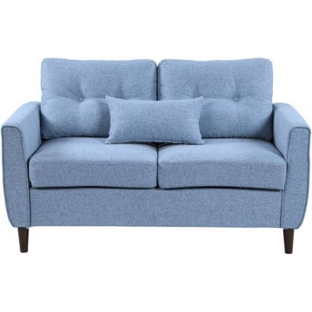 HOMCOM Chic Loveseat with Armrest Spring Padding for Home Office, Light Blue