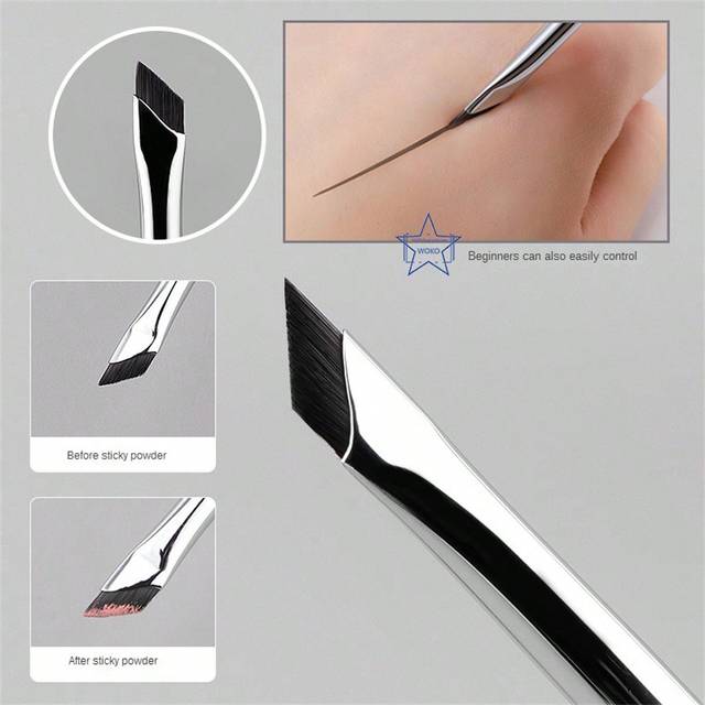 SHEIN 1pc Upgraded Blade Tip Eyeliner Pencil Brush, Ultra-Thin Angle Flat Eyebrow Brush, Placement Brush And Precision Detail Brush For Makeup