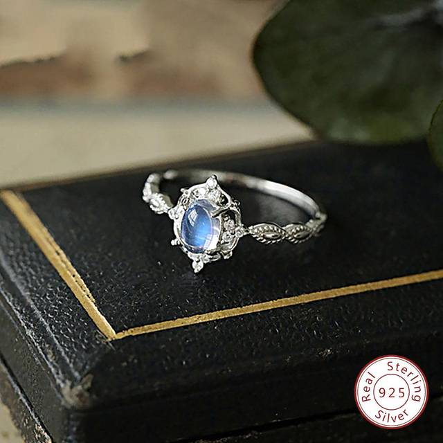 Stylever 1pc Retro Moonstone Elegant Ring For Women s925 Sterling Silver Fine Jewelry Gift For Prom Jewelry Decor For Bride Promise Ring