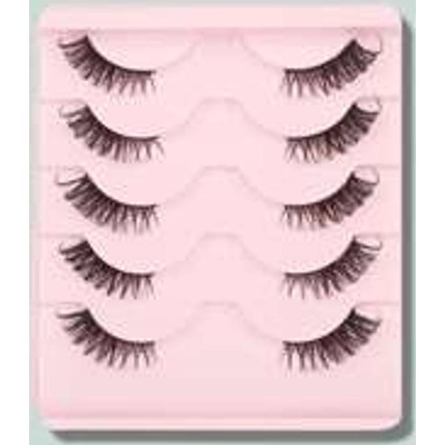 Himirell 5pairs Russian Volume Natural Criss-Cross Cat Eye Black False Eyelashes, Daily And Dating Makeup Essentials For Enlarging Eyes