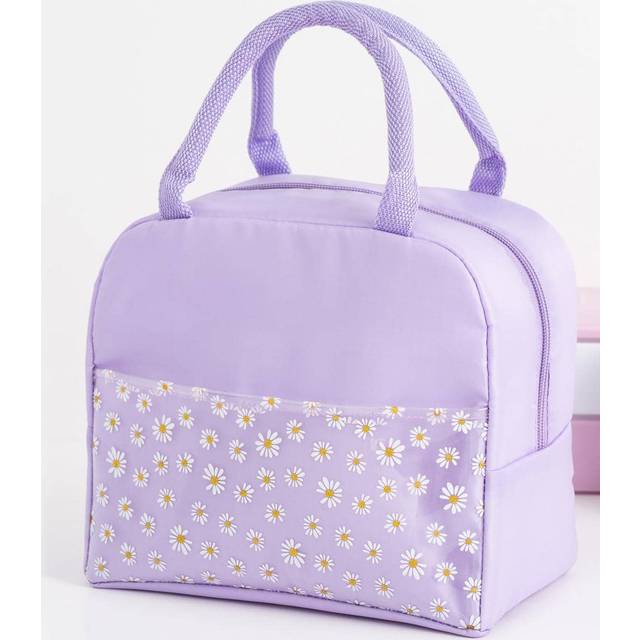 SHEIN 1pc Polyester Lunch Bag, Floral Pattern Insulation Lunch Bag For Office, School