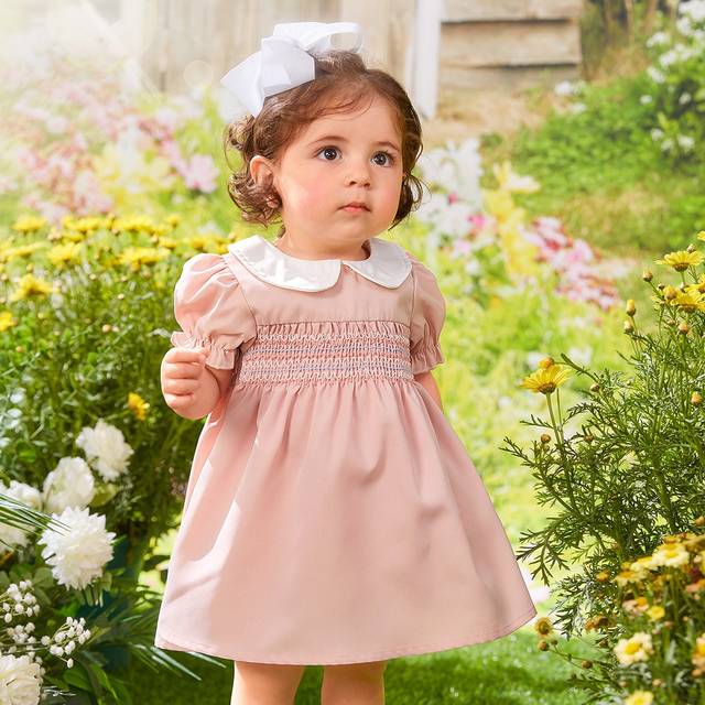 SHEIN Baby Girl Puff Sleeve Peter Pan Collar Dress