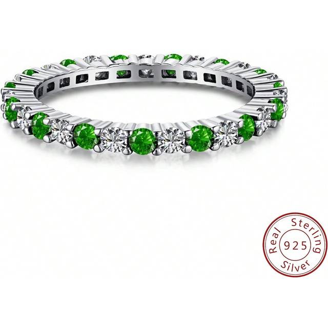 Esberry 1pc Sparkle Green CZ Engagement Ring Wedding Band For Women s925 Sterling Silver Promise Ring Eternity Ring Fine Jewelry Gift For Party Dating