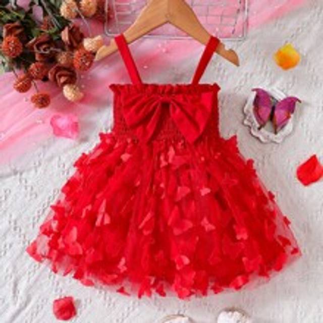 SHEIN Baby Girl Butterfly Appliques Bow Front Cami Dress