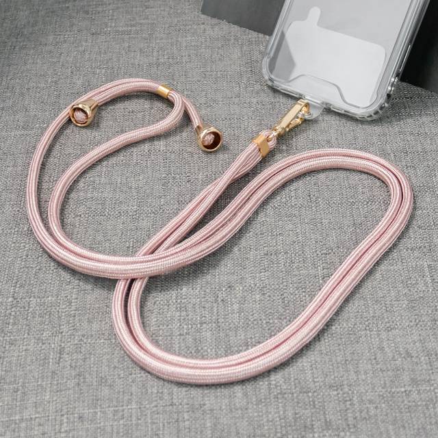 Universellt mobiltelefonsnodd med justerbar axelrem, avtagbar nylonhalsrem, lapp med genomskinliga kuddar för de flesta smartphones, rosa presenter ti (En-Storlek)