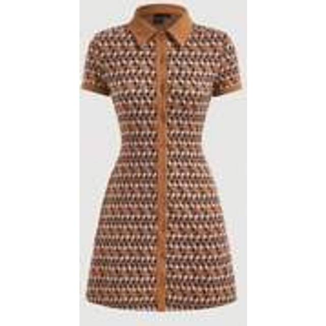 SHEIN Allover Print Center Front Button Up Placket Lapel Dress