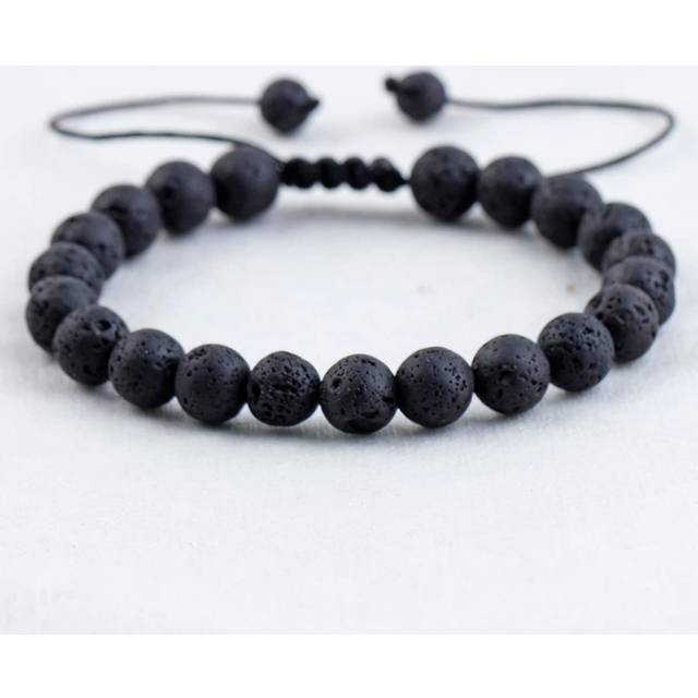 Trendigt och populärt armband med stenpärlor för män för smycken och för en snygg look - Svart (En-Storlek)