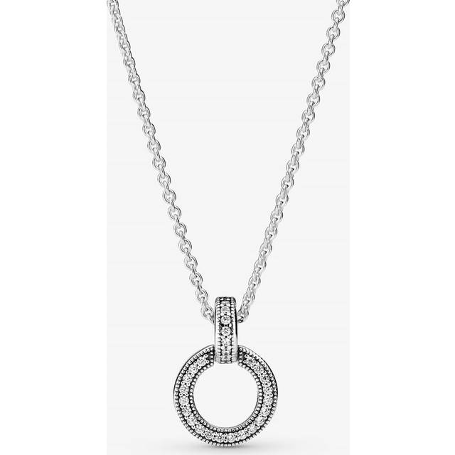 Dubbel cirkel Cirkel 100% 925 Silver Halsband Halsband Hängsmycke Orm Kedja Lämplig För Original Halsband Hängsmycke Flickvän Smycke Presenter Bröllop