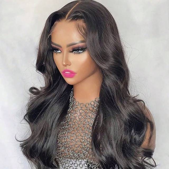 9AM Hair Body Wave 13 X 6 Lace Front Wigs Human Hair Wigs Lace Frontal Closure Wigs With Baby HairÂ Ear To Ear Pre Plucked Natural Hairline Wig Natural Black