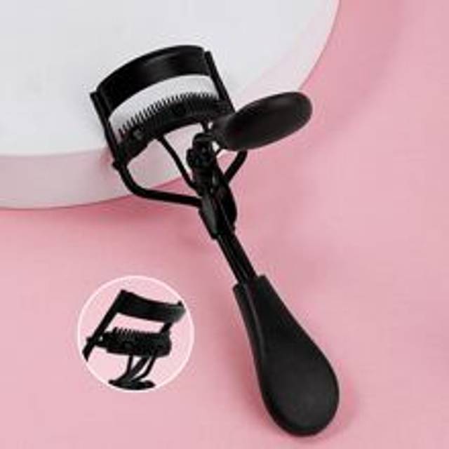 SHEIN Portable Eyelash Curler With Silicone Pad, 1pc Black Stainless Steel Eyelash Curler With Comb, No Harm To Eyelashes, Used For Curling And Shaping, Lif