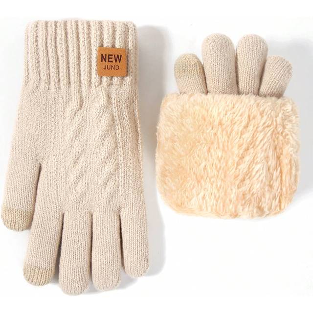 SHEIN 1pair Women&#39;s Winter Warm Knit Gloves, Double Layered With Touch Screen Fingertips For Parties, Driving, Running, Cellphone Gaming And Daily Activitie
