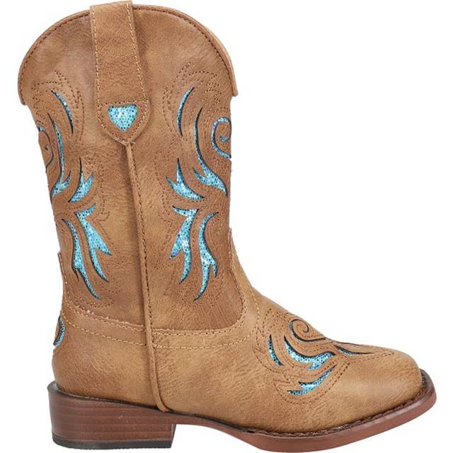 Roper Girls Glitter Breeze Western Boot - 9-1/4  Shaft - Square Toe Boots  Cowgirl Boots  Faux Leather Outsole & Padded Insole