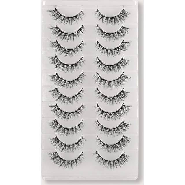 Himirell 10pairs 3d Fluffy Soft Cross Style False Eyelashes, Reusable, Suitable For Festivals, Parties, Daily Wear, Non-Irritating Adhesive Included